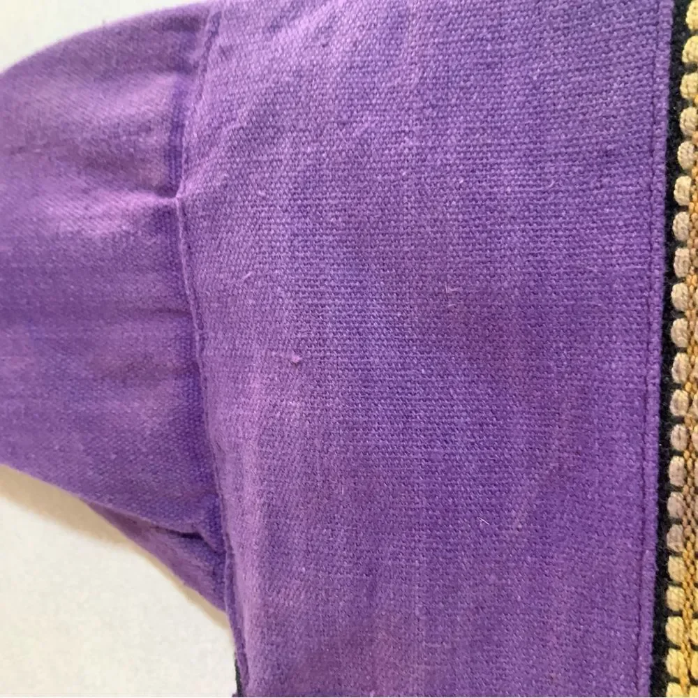 Handcrafted Purple Hobo Bag with Decorative Embroidered Stripes